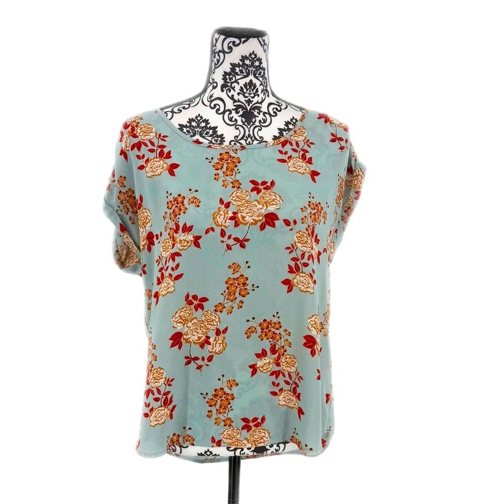 Pink Rose Blue Relaxed Blouse